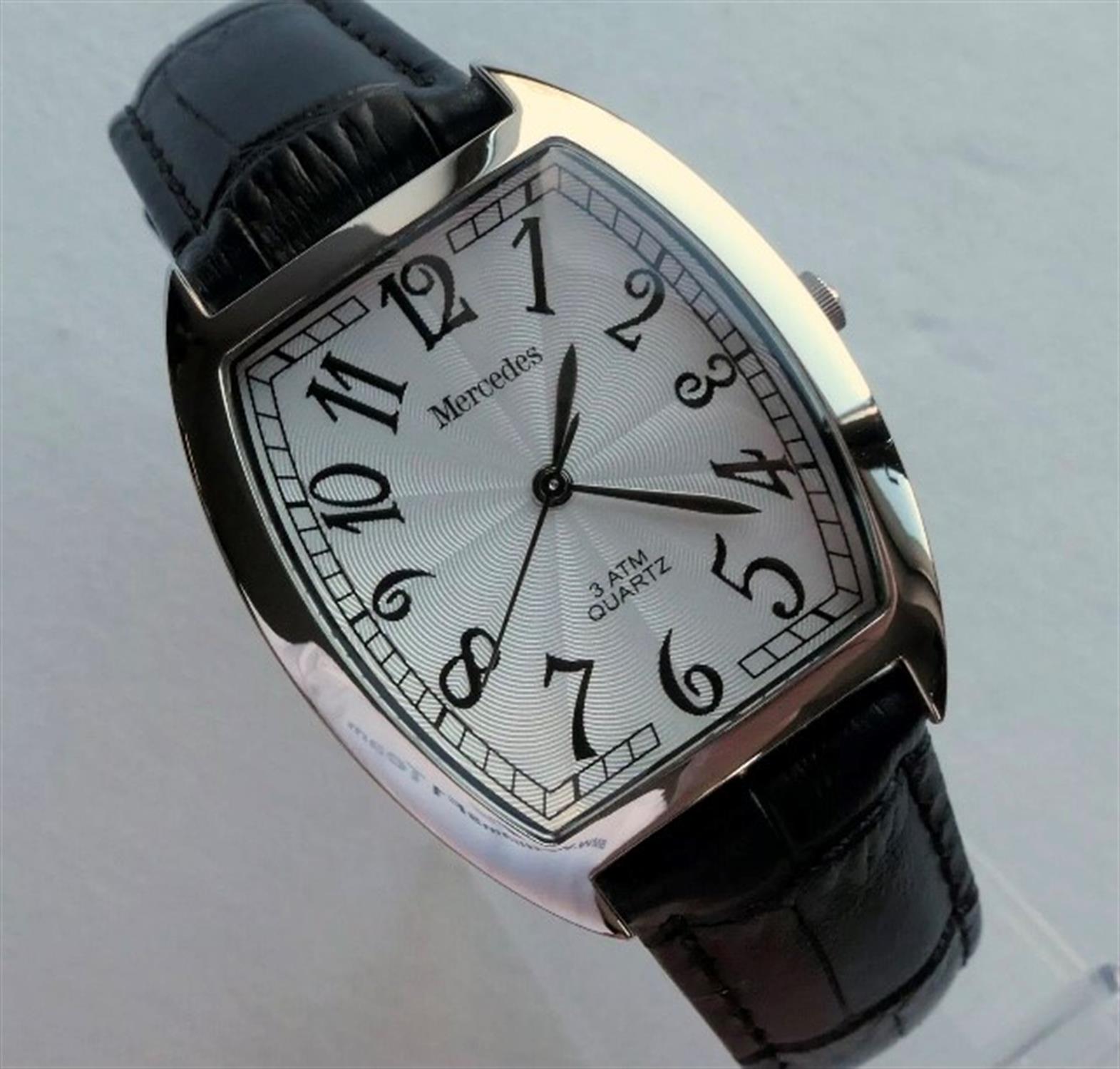 A superb and rare Mercedes Benz Art Deco style tonneau-case 'his or hers' wristwatch C2010. - Image 7 of 10
