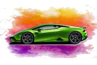 Lamborghini Huracan Framed Watercolour by Phillip Dutton-White