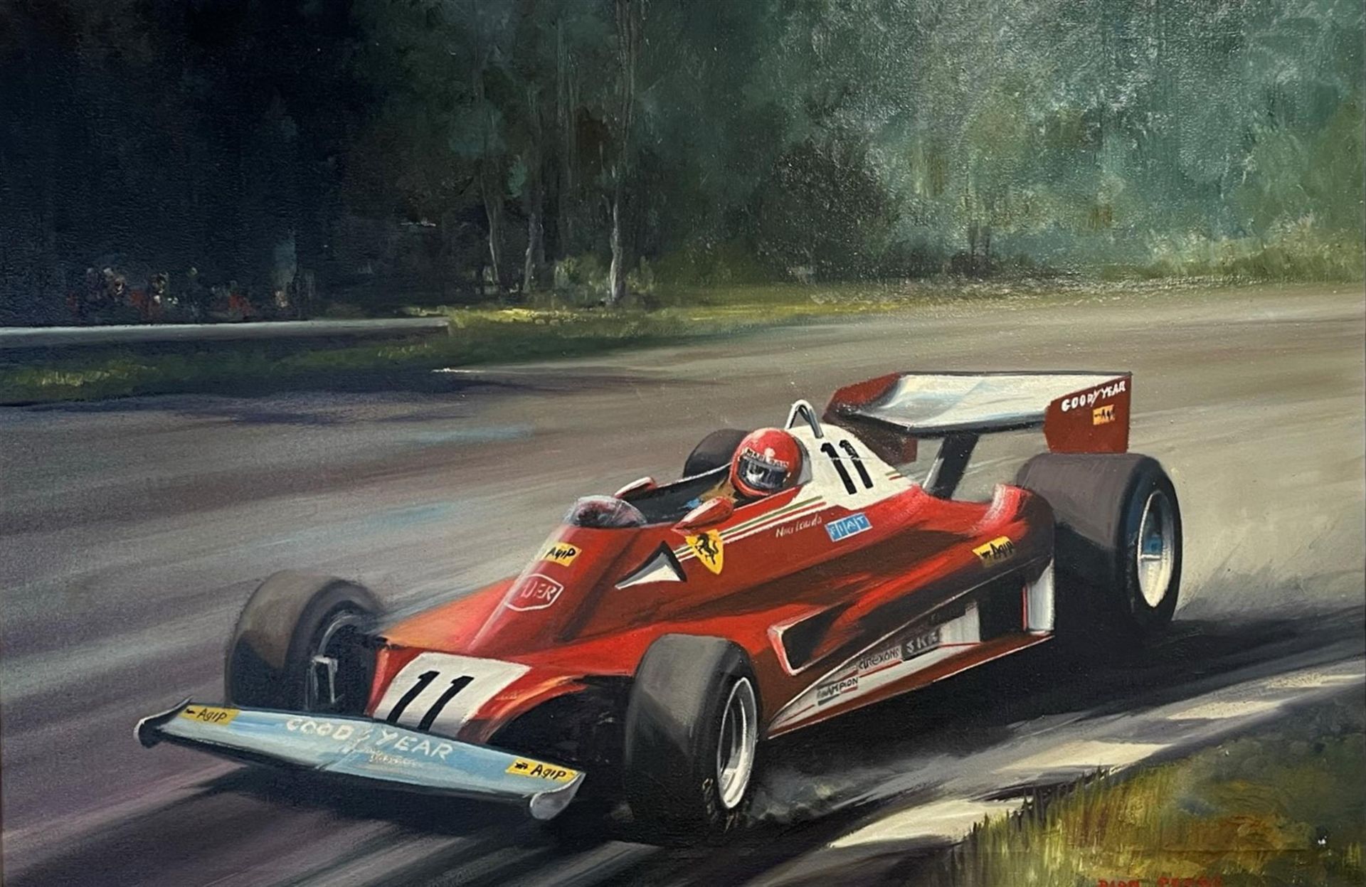 Dion Pears original of Niki Lauda in the Ferrari 312 - Image 2 of 7