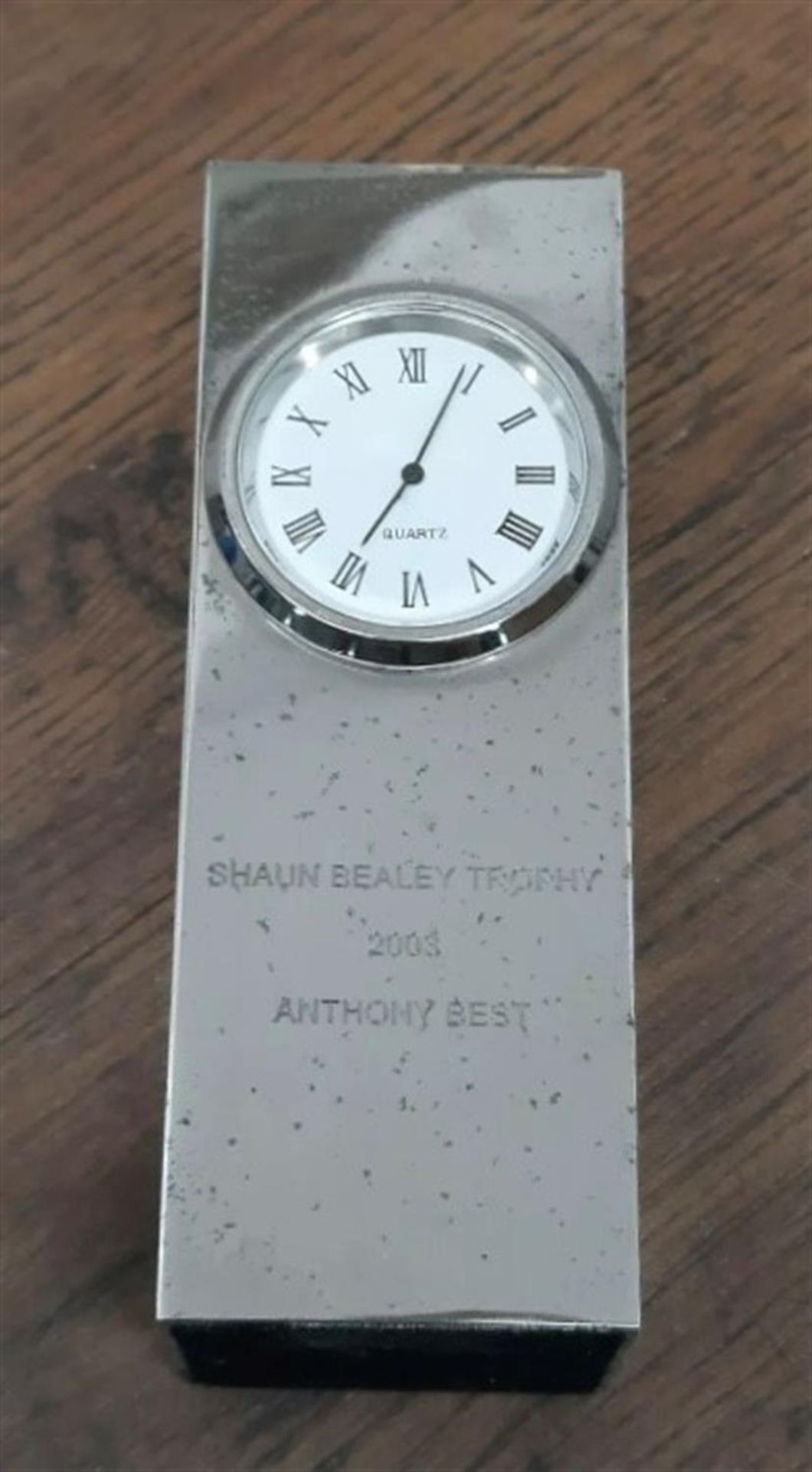 A rare, silver-plated Ferrari Owners' Club 'Shaun Bealey Trophy' clock - Image 3 of 4