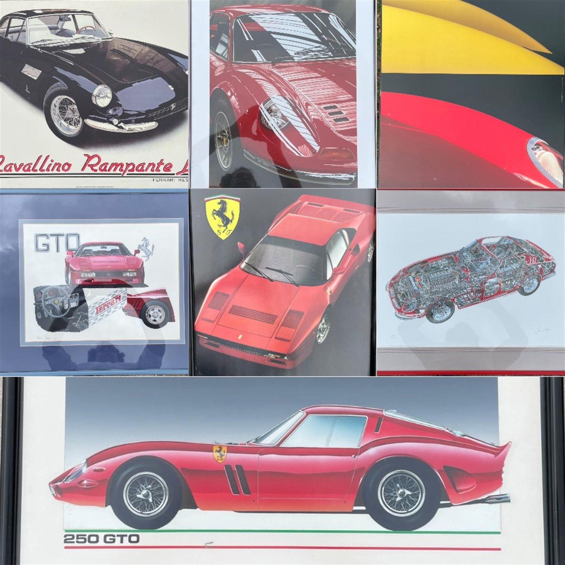 A Mix of 7 Ferrari Road Car Prints