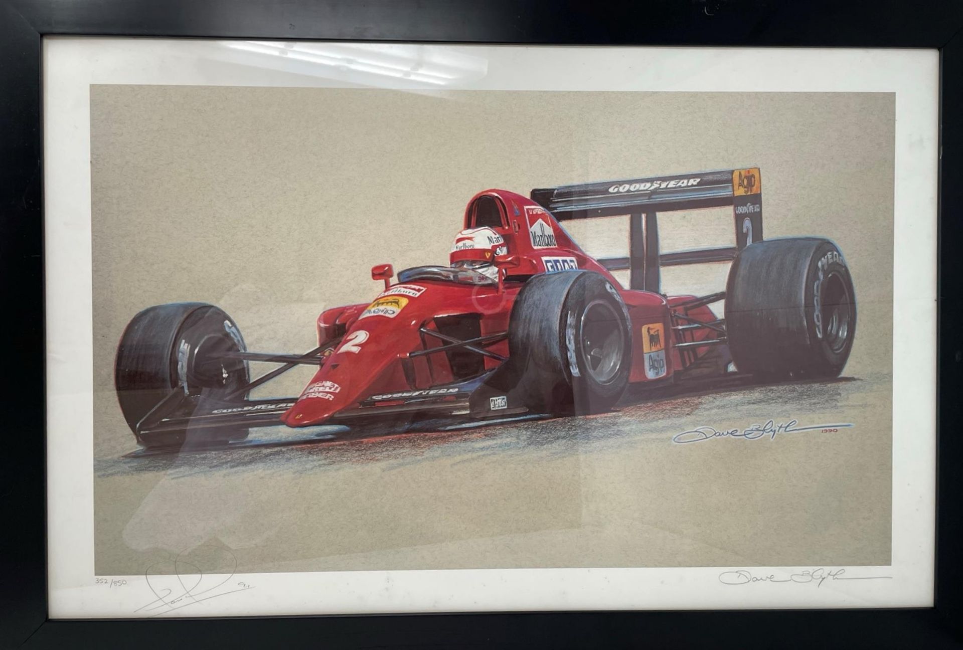 Signed Framed Print of Nigel Mansell in the Ferrari 614B - Image 4 of 5