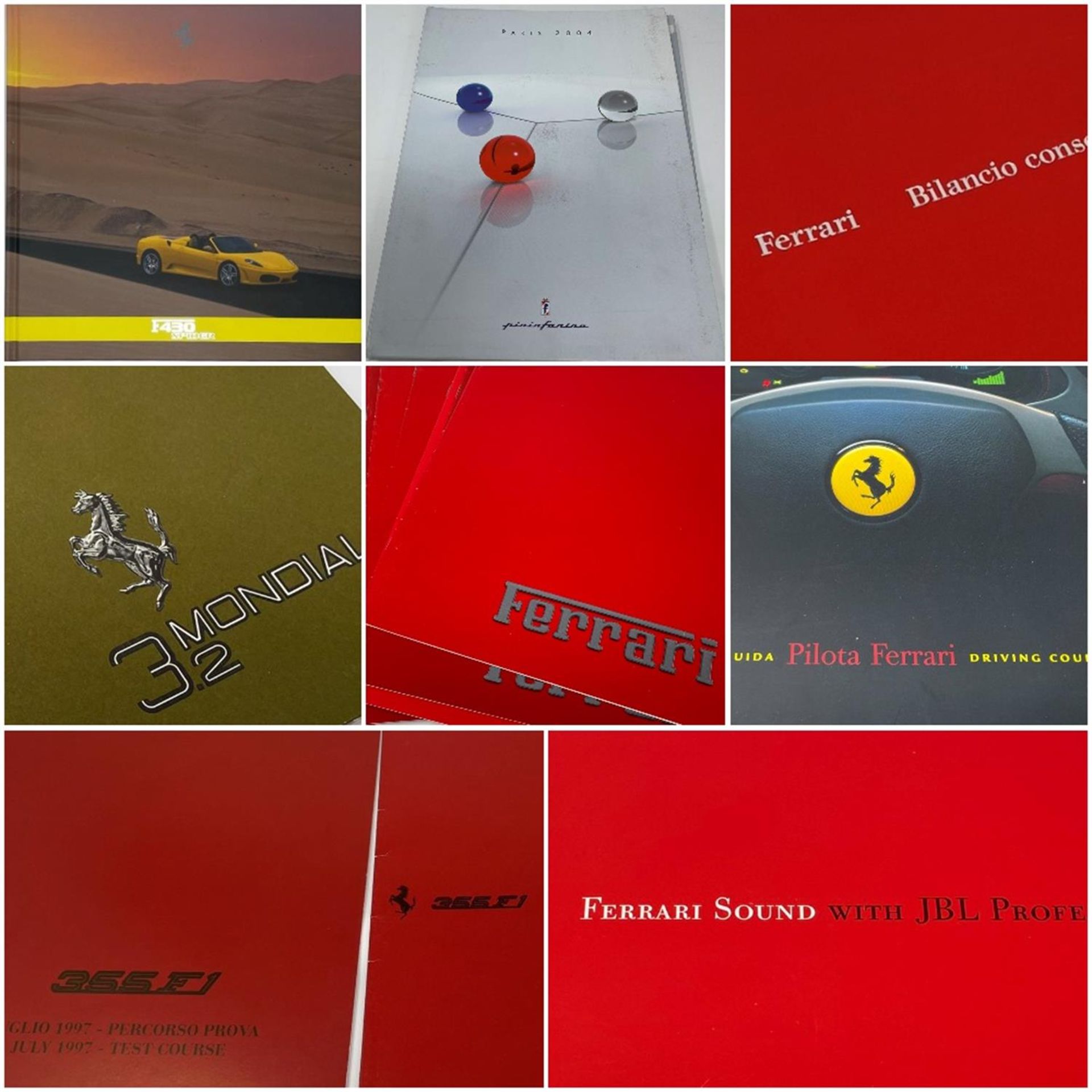 Assortment of Ferrari Dealership Brochures and Promotional Leaflets