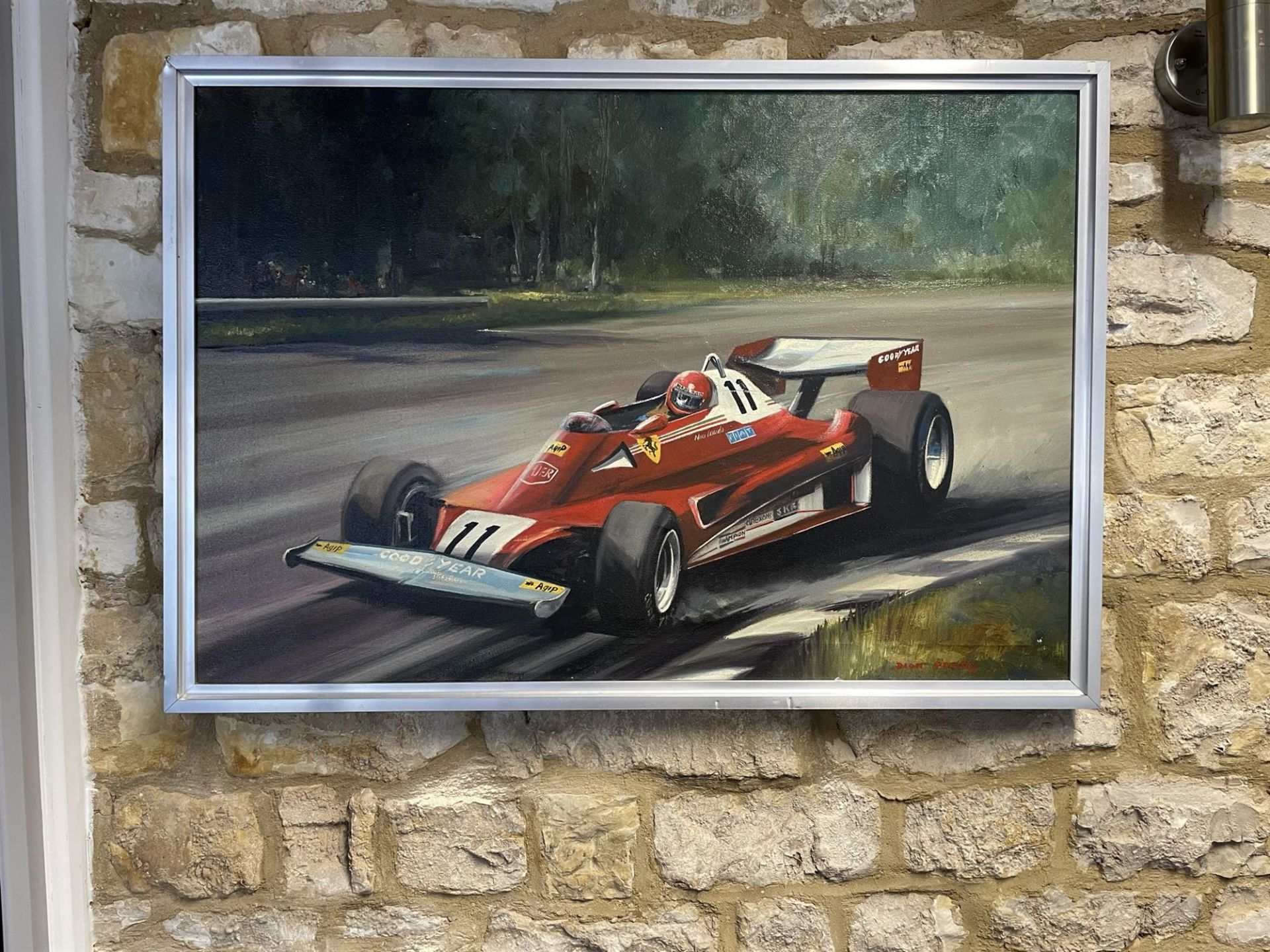 Dion Pears original of Niki Lauda in the Ferrari 312