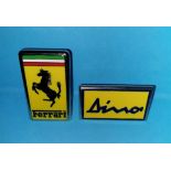 Two original Ferrari car badges