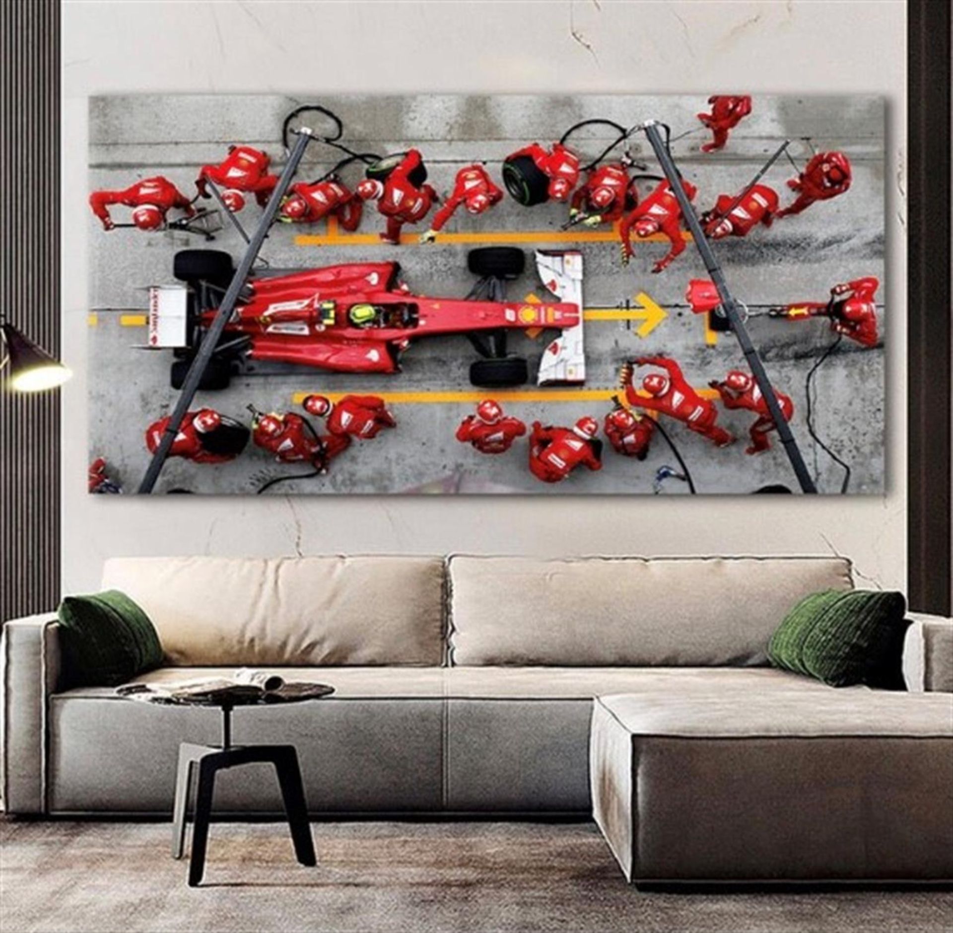 A large and impressive stretch canvas 'Ferrari Pitstop' - Image 2 of 2