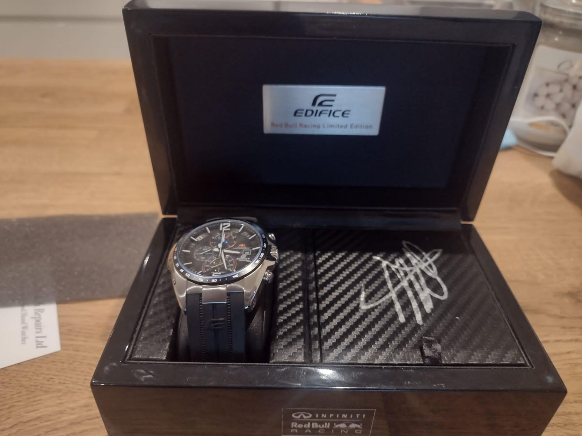 Edifice Casio Red Bull Racing Limited Edition Watch Presentation signed by Sebastian Vettel