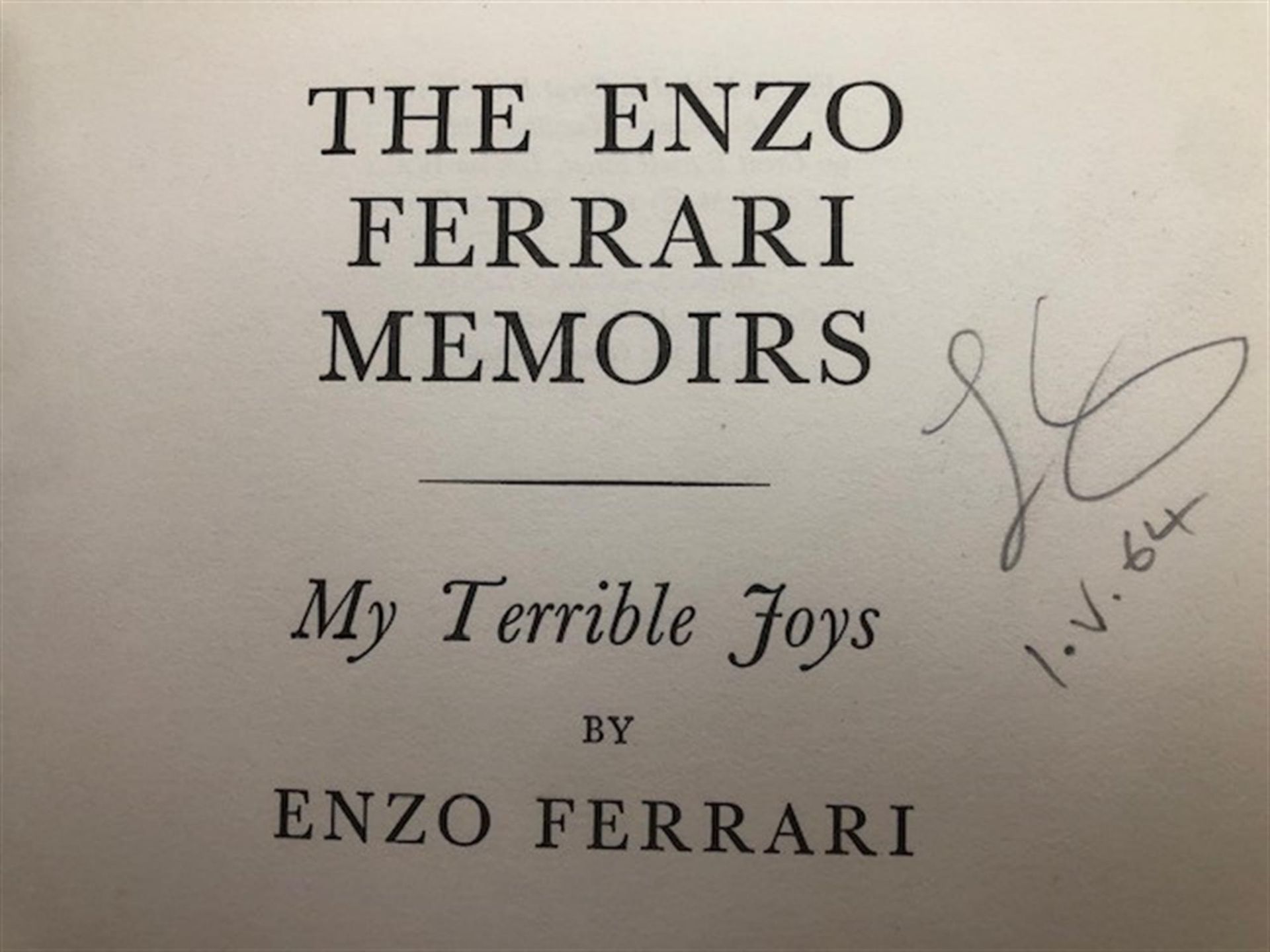 Book; 'My Terrible Joys.' The Enzo Ferrari Memoirs. - Image 4 of 7