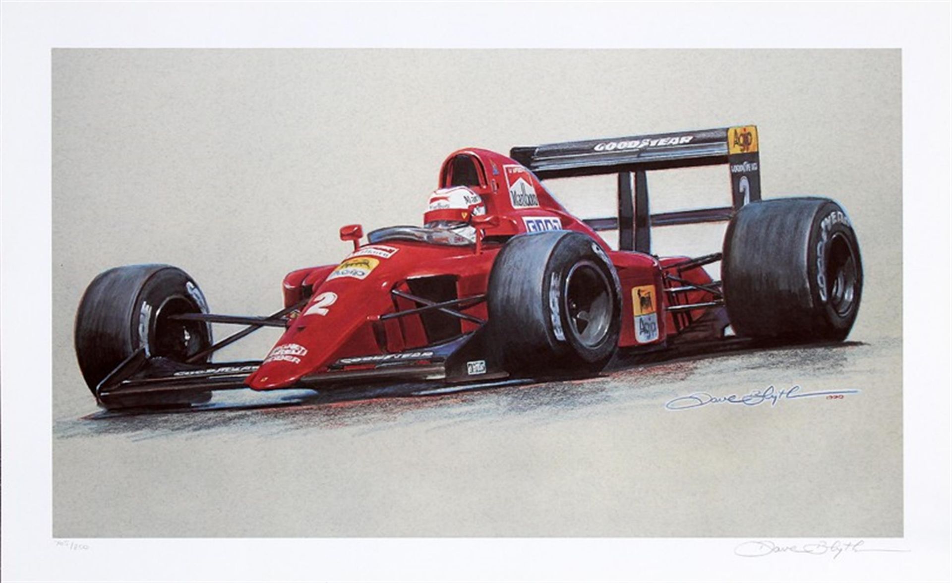 Signed Framed Print of Nigel Mansell in the Ferrari 614B