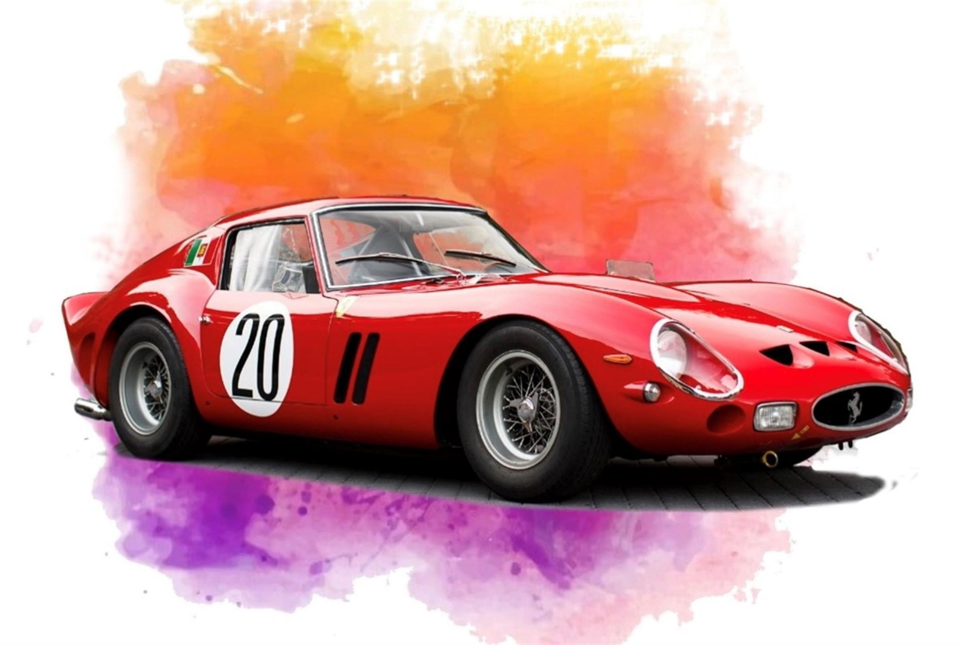 Ferrari 250 GTO Watercolour - Image 2 of 2