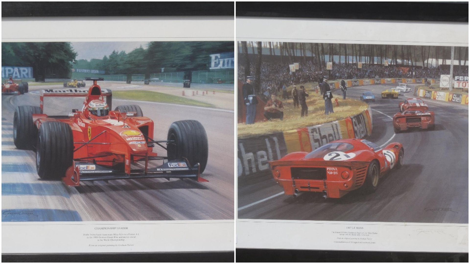 A Pair of Graham Turner Limited Edition Framed Ferrari Prints
