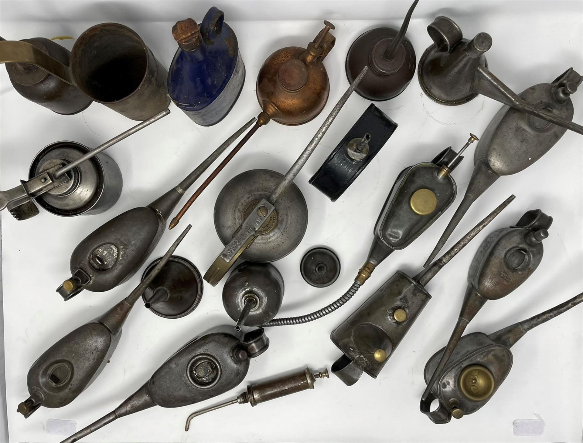 Collection of Oil Cans, Dispensers and Funnels