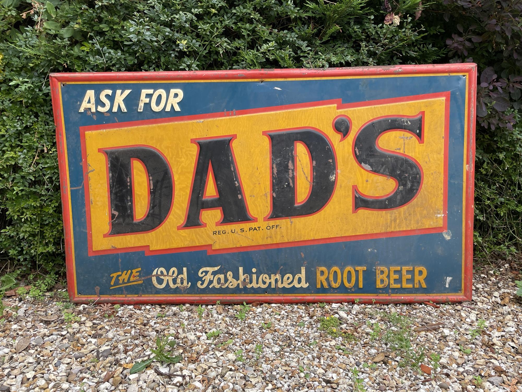 Substantial Period "Dad's Root Beer" Embossed Enamel Sign - Image 3 of 8