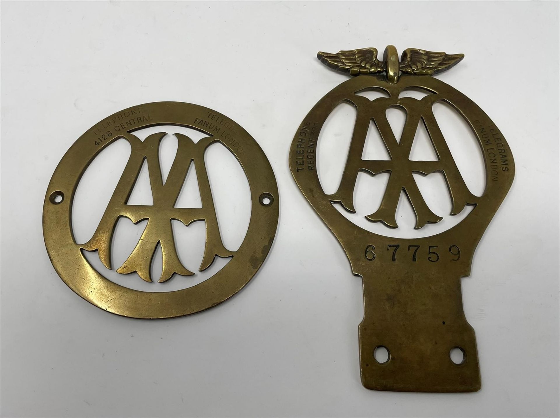 A Fine Pair of Automobile Association Brass Badges