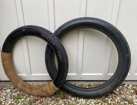 Two Vintage Dunlop Cord Road Tyres