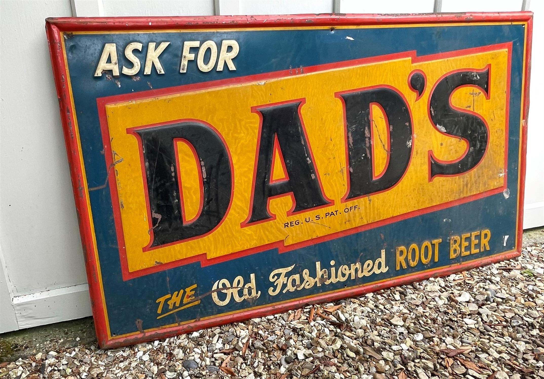 Substantial Period "Dad's Root Beer" Embossed Enamel Sign - Image 7 of 8