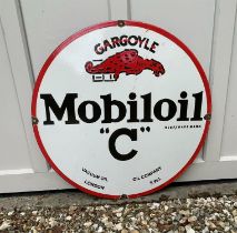 ''Gargoyle Mobiloil C'' Circular Enamel Sign