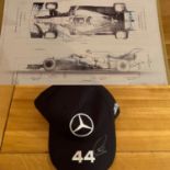 Charity Lot: Signed Mercedes Petronas Technical Drawing and '44' Cap