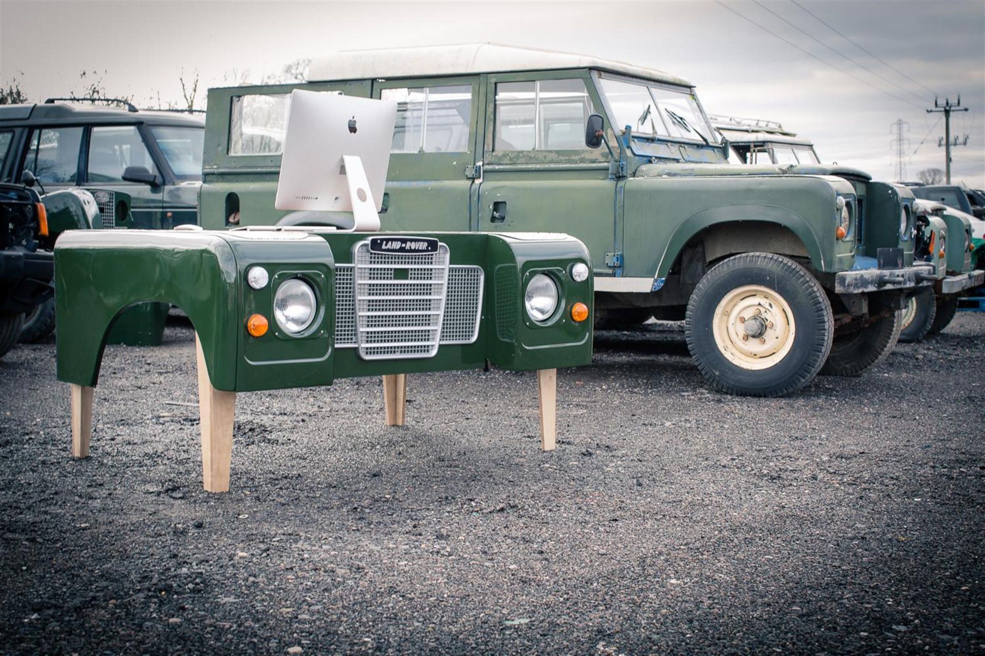 1978 Land Rover Desk in Bronze Green with Tan Leather Desk Surface - Image 2 of 6