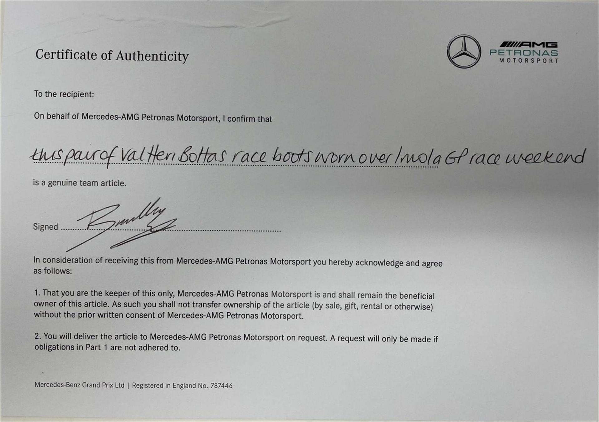 Charity Lot: Valtteri Bottas' Race Boots worn at the 2020 Imola GP Weekend - Image 4 of 8