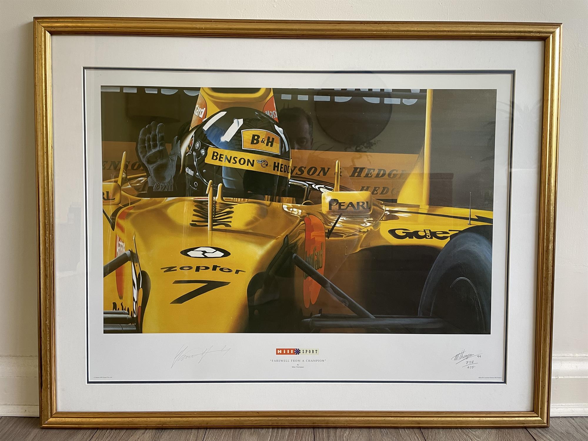 A trio of Damon Hill and David Coulthard Signed Prints - Image 2 of 4