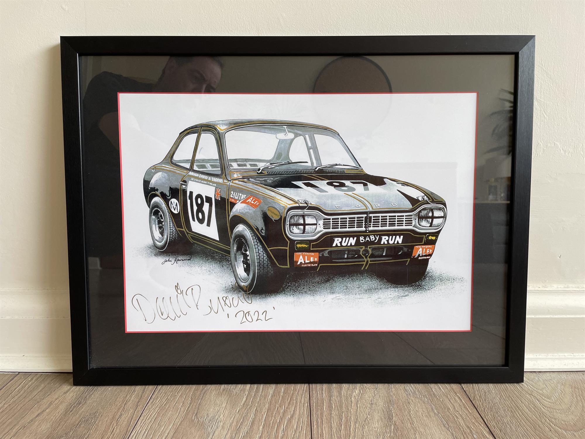 David Brodie-signed 'Run Baby Run' Escort RS Mk 1 Print - Image 3 of 3