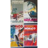 Four 1930s Monaco Grand Prix Reproduction Posters