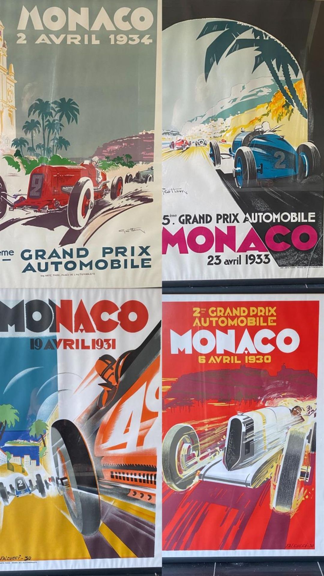 Four 1930s Monaco Grand Prix Reproduction Posters