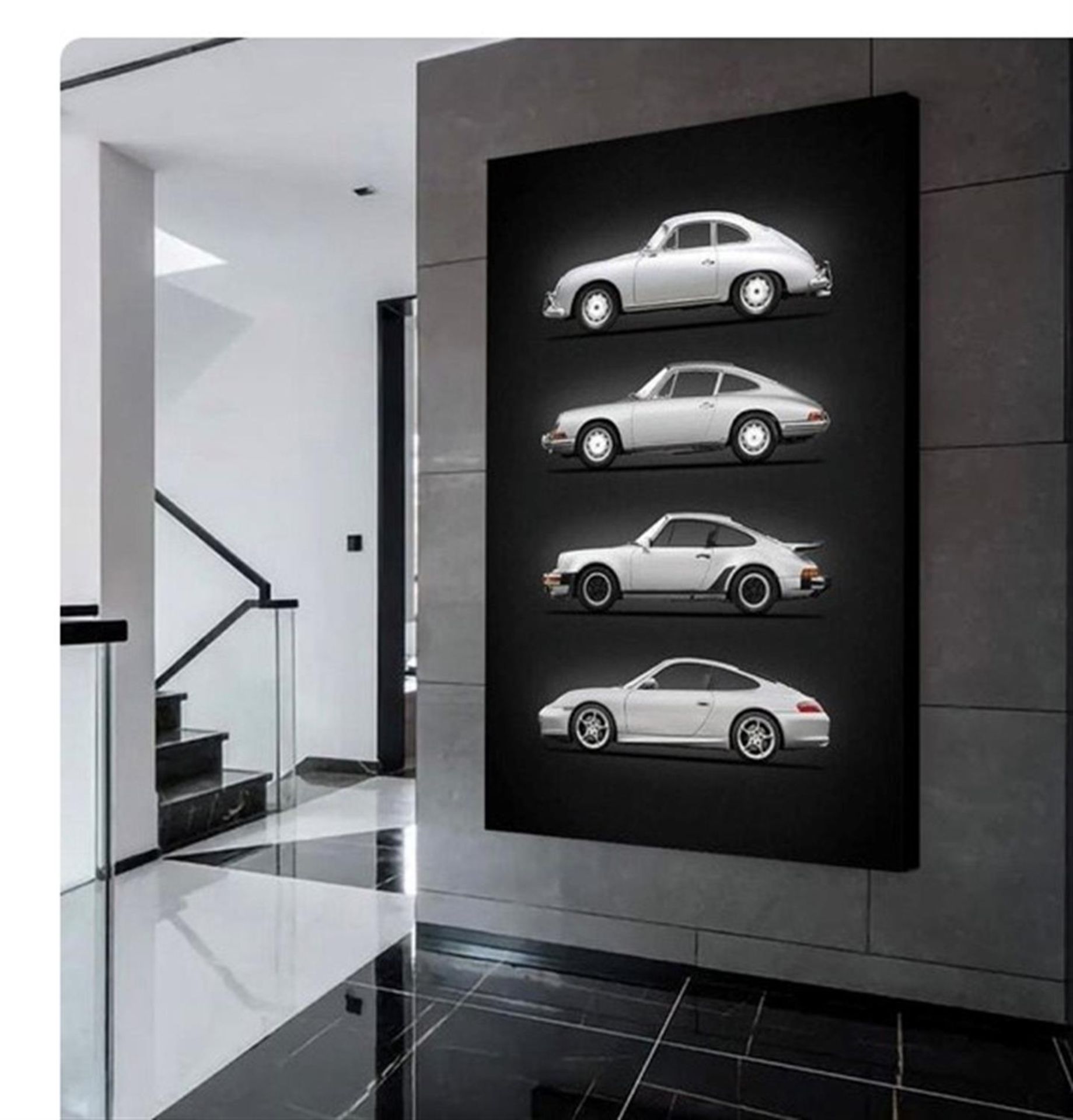 A Large and Impressive 'Evolution of the Porsche 911' Stretch Canvas - Image 3 of 4