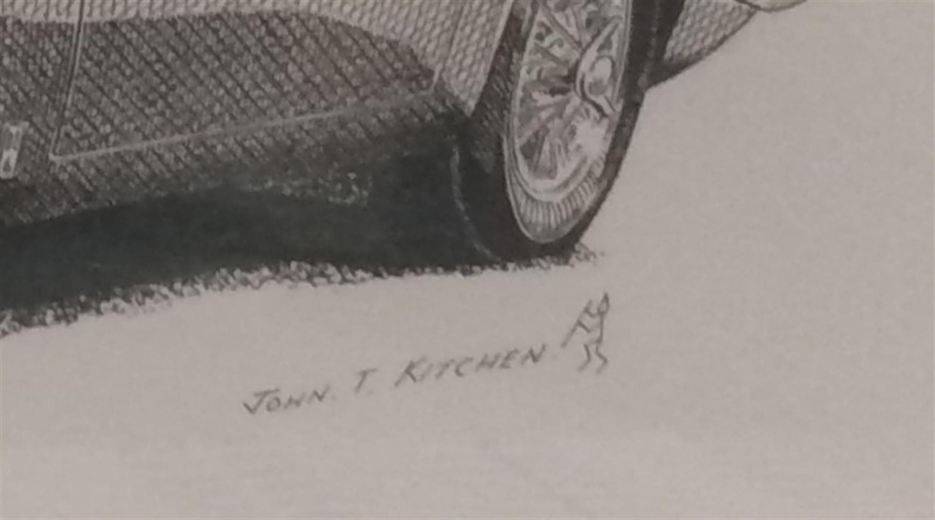 Framed Original Sketch of a DB6 Volante by John T. Kitchen - Image 3 of 3