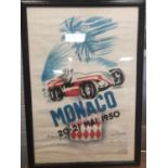 An Original Monaco Grand Prix Poster dated 20th/21st May 1950