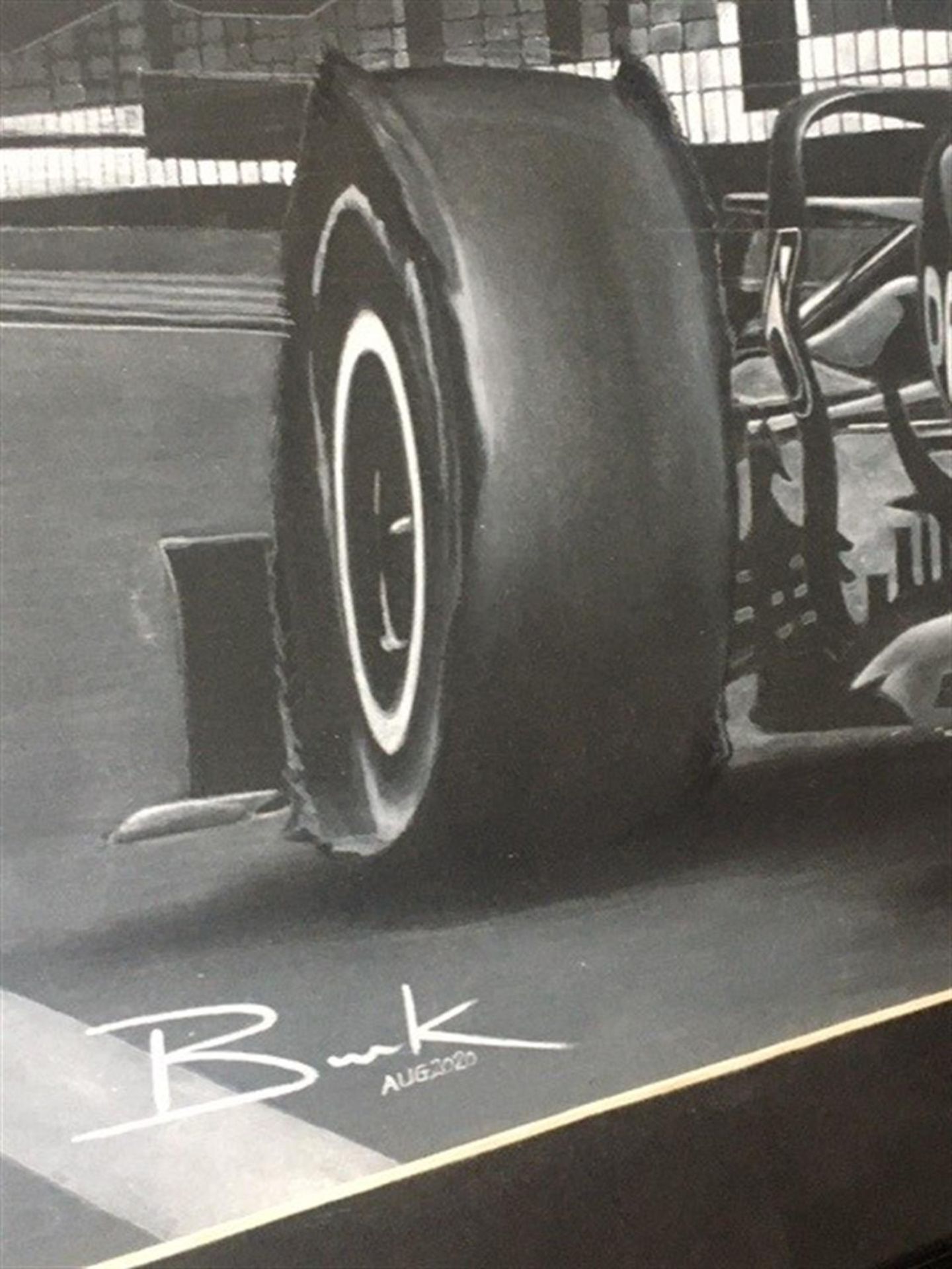 'Lewis Hamilton on the Home Straight' Original Artwork by David Burk - Image 3 of 4