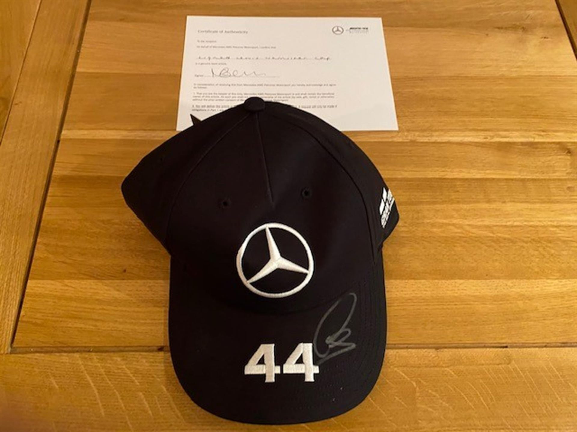 Charity Lot: Signed Mercedes Petronas Technical Drawing and '44' Cap - Image 3 of 5