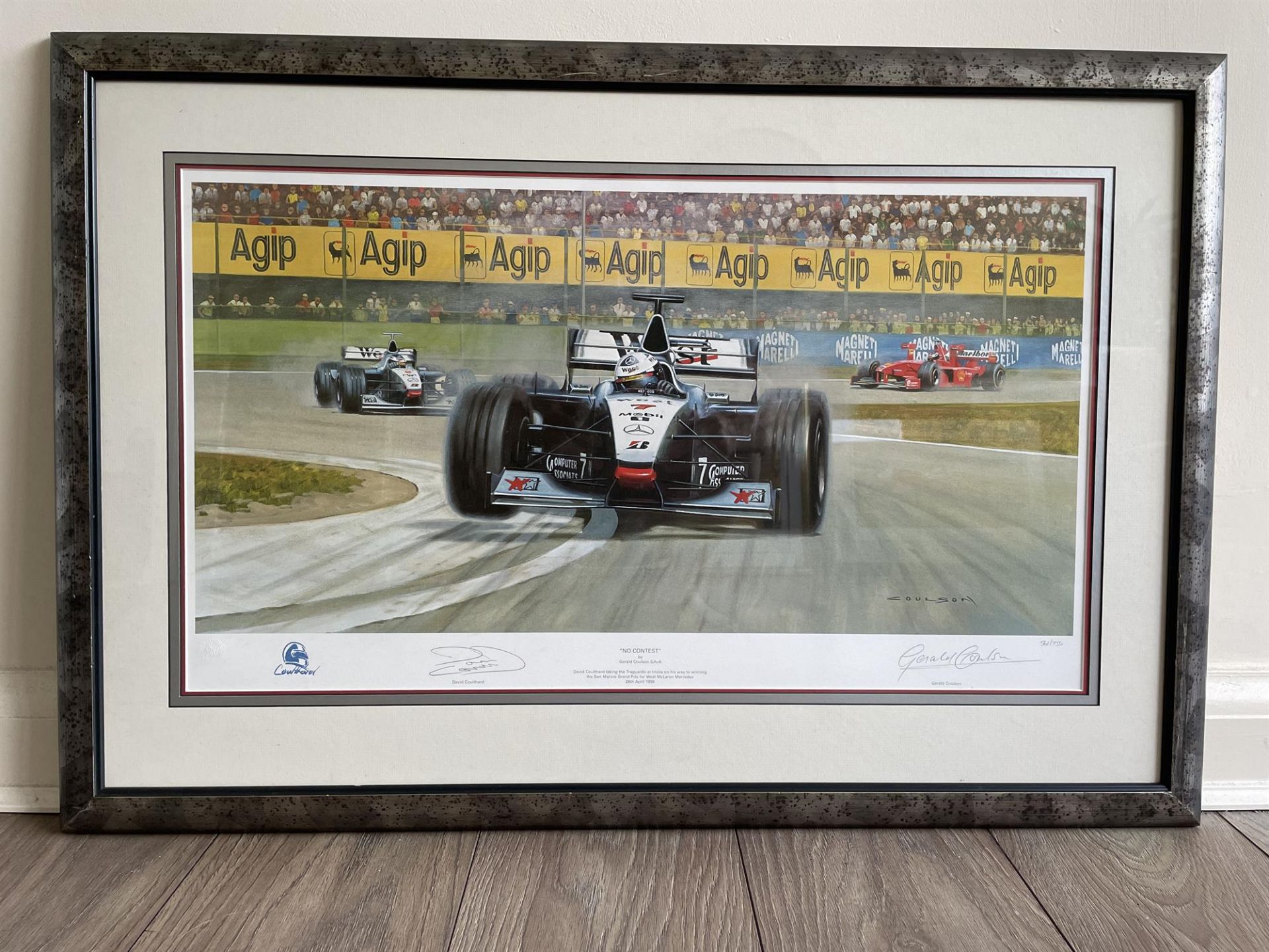 A trio of Damon Hill and David Coulthard Signed Prints - Image 4 of 4