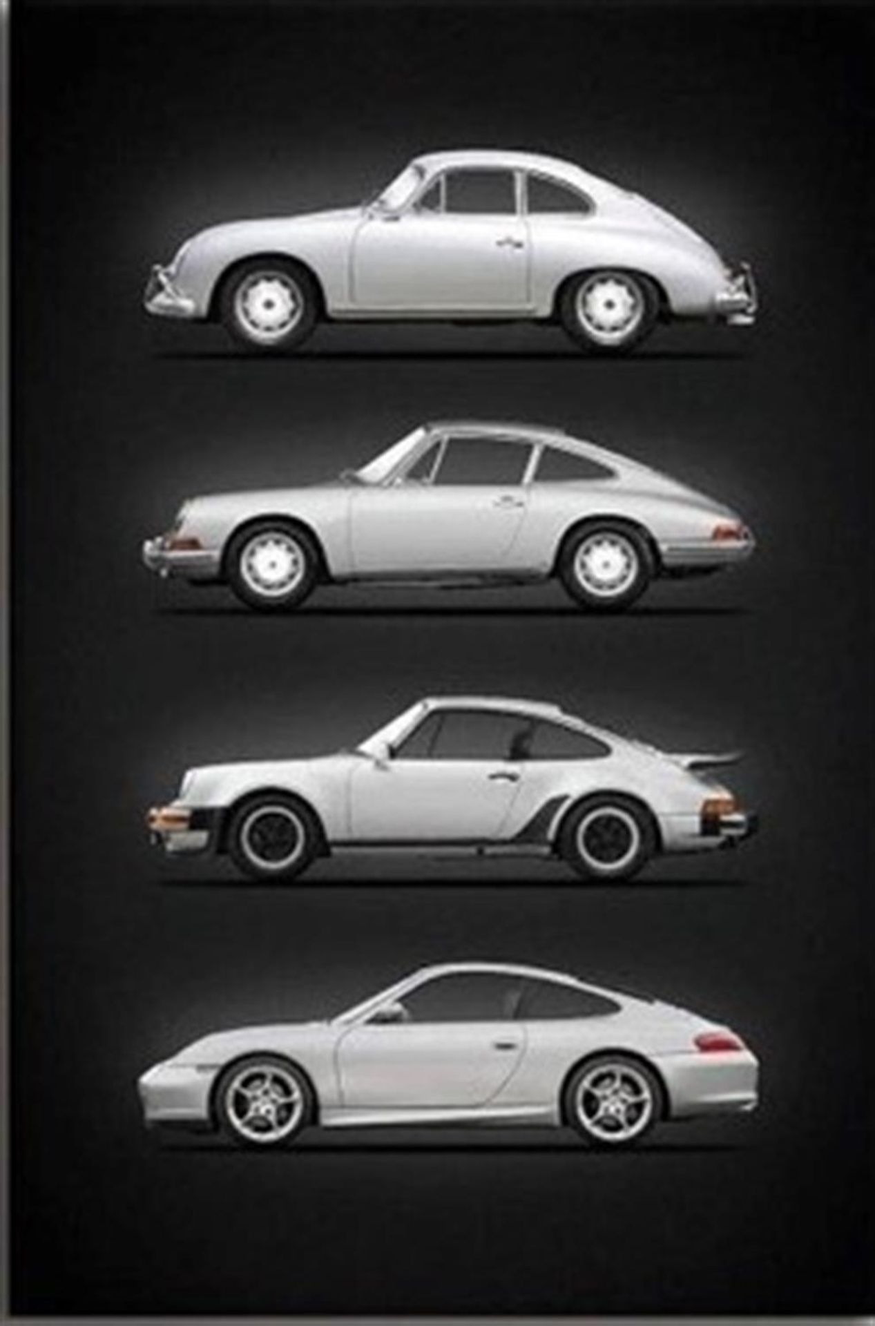 A Large and Impressive 'Evolution of the Porsche 911' Stretch Canvas - Image 2 of 4