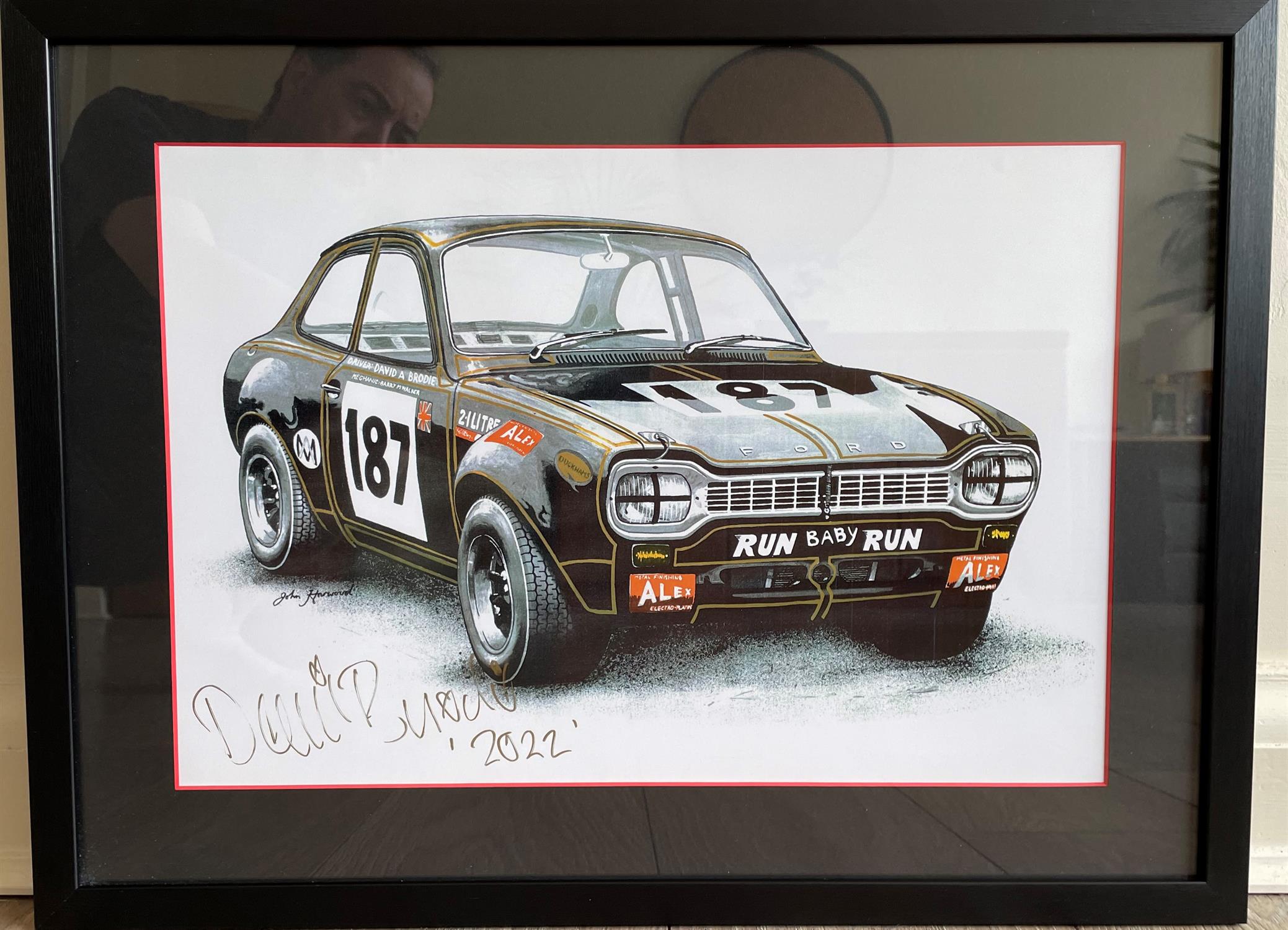 David Brodie-signed 'Run Baby Run' Escort RS Mk 1 Print