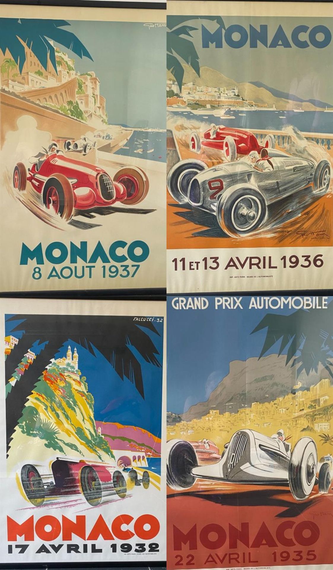 Four 1930s Monaco Grand Prix Reproduction Posters