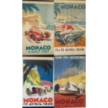 Four 1930s Monaco Grand Prix Reproduction Posters