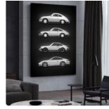 A Large and Impressive 'Evolution of the Porsche 911' Stretch Canvas
