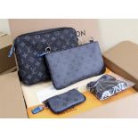 A Brand New Louis Vuitton 'Trio' Three-Piece Messenger Bag in Monogram Eclipse Canvas