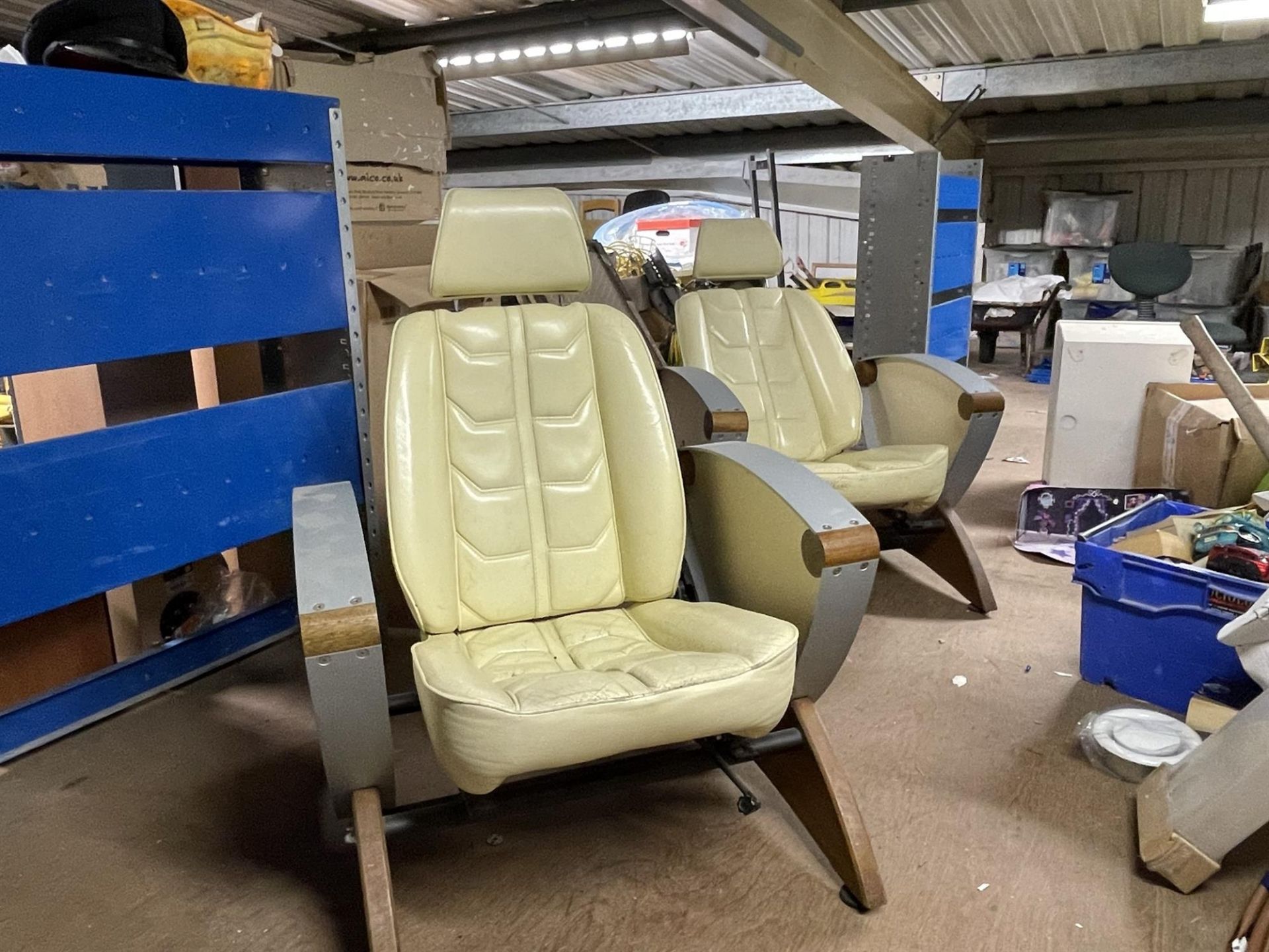 Pair of Ferrari 308 Crema Leather Seats on Substantial Bases - Image 7 of 10