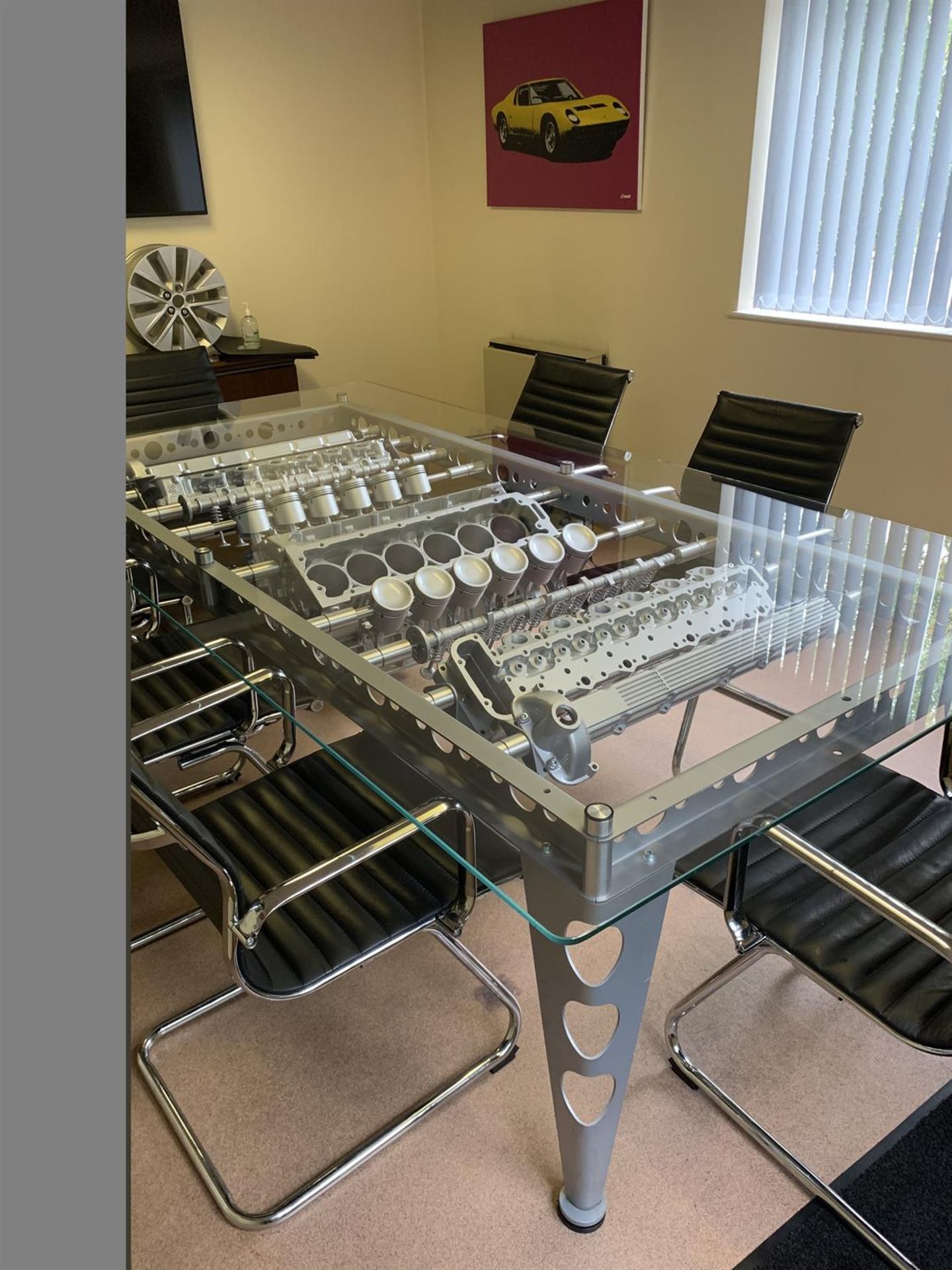 Substantial Boardroom Table with Jaguar V12 Exploded Internals Beneath Glass - Image 4 of 5