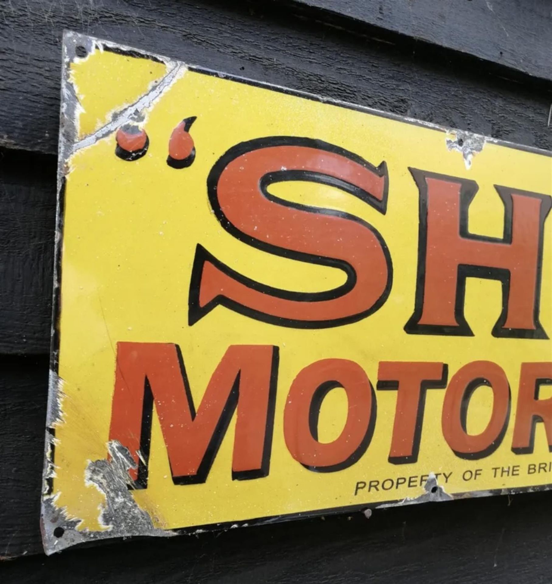 Vintage Vitreous-Enamel on Metal "Shell" Motor Spirit Advertising Sign - Image 2 of 7