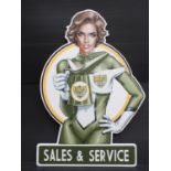 'BP Sales and Service'. Acrylic on Board by Tony Upson