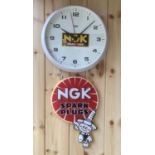 A Rare NGK Spark Plugs 14" Smiths Astral Dial Clock