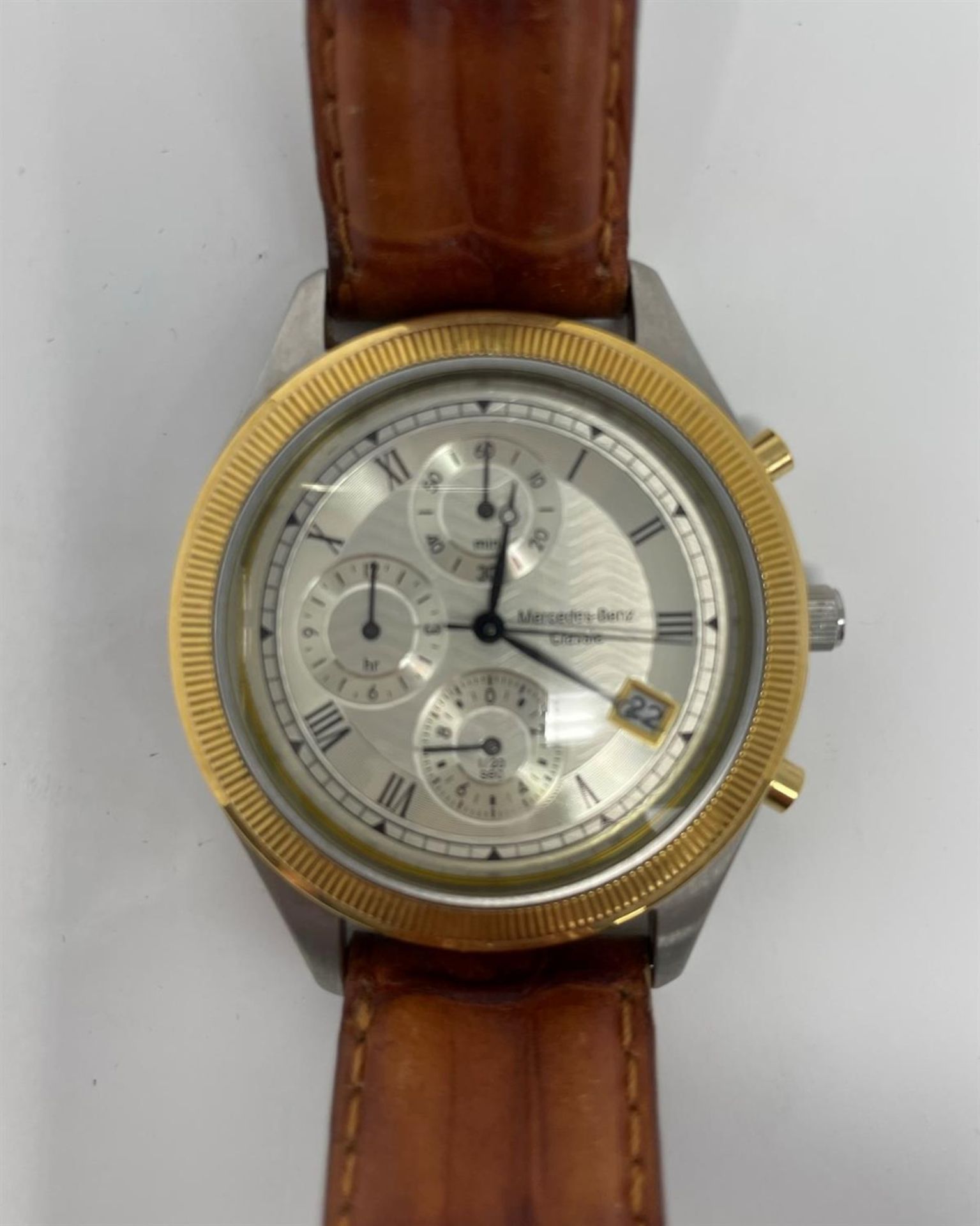 'Mercedes-Benz' Classic Leather-Strapped Chronograph Wristwatch - Image 3 of 10