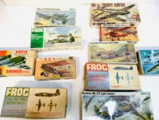 A collection of eleven plastic model aircraft kits