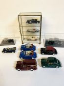 A collection of five Saico diecast model Morris Minors; together with a Solido model Fiat 525N.