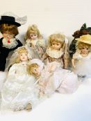 Seven various dolls
