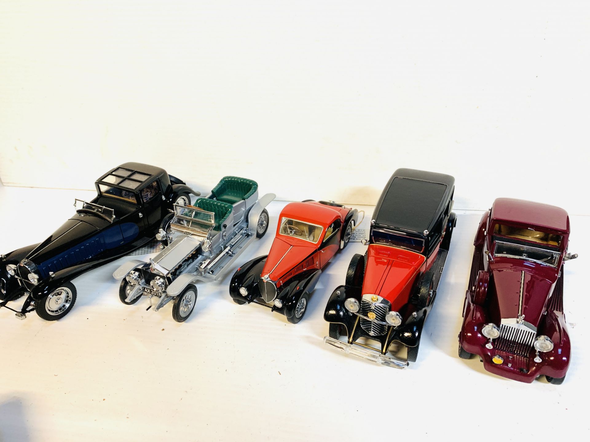 Danbury Mint Rolls Royce Phantom IV, Franklin Mint Mercedes-Benz; Franklin Mint Bugatti Atalante